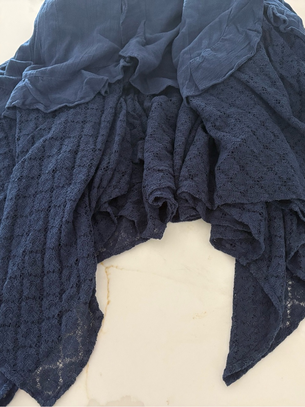 Free People Navy Blue Asymmetrical Midi Dress NWT large - Picture 10 of 13